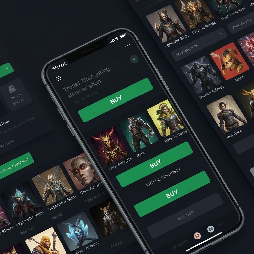 Mobile game web shop interface